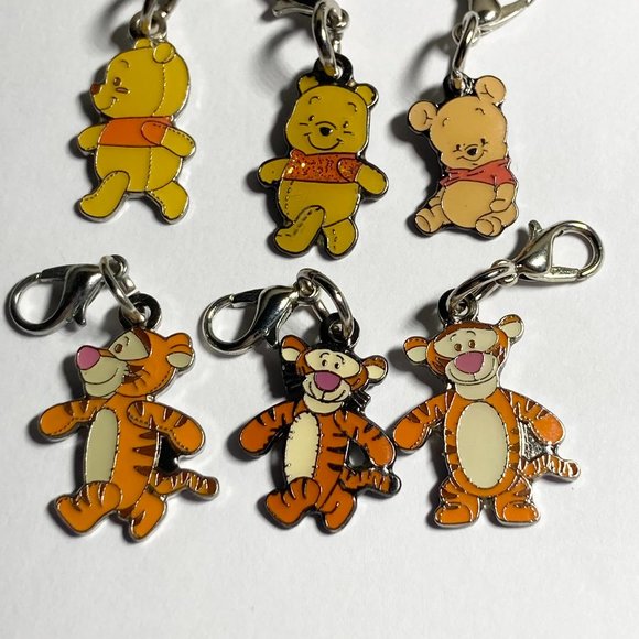 Vintage Disney Winnie The Pooh Tigger Clip On Lot of 6 Charms Purse Zipper Pull - Picture 2 of 11